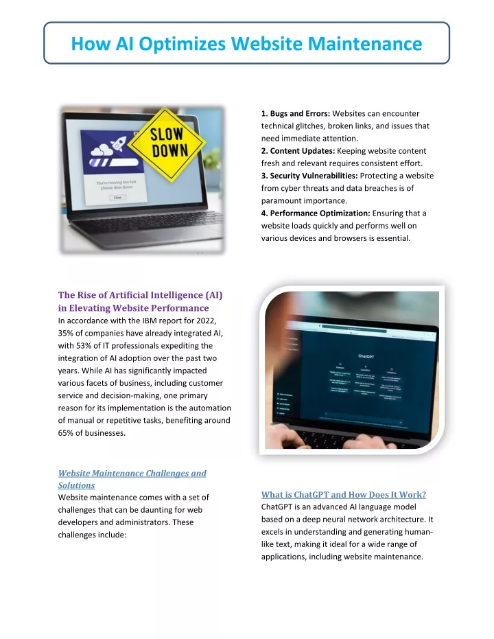 how ai optimizes website maintenance