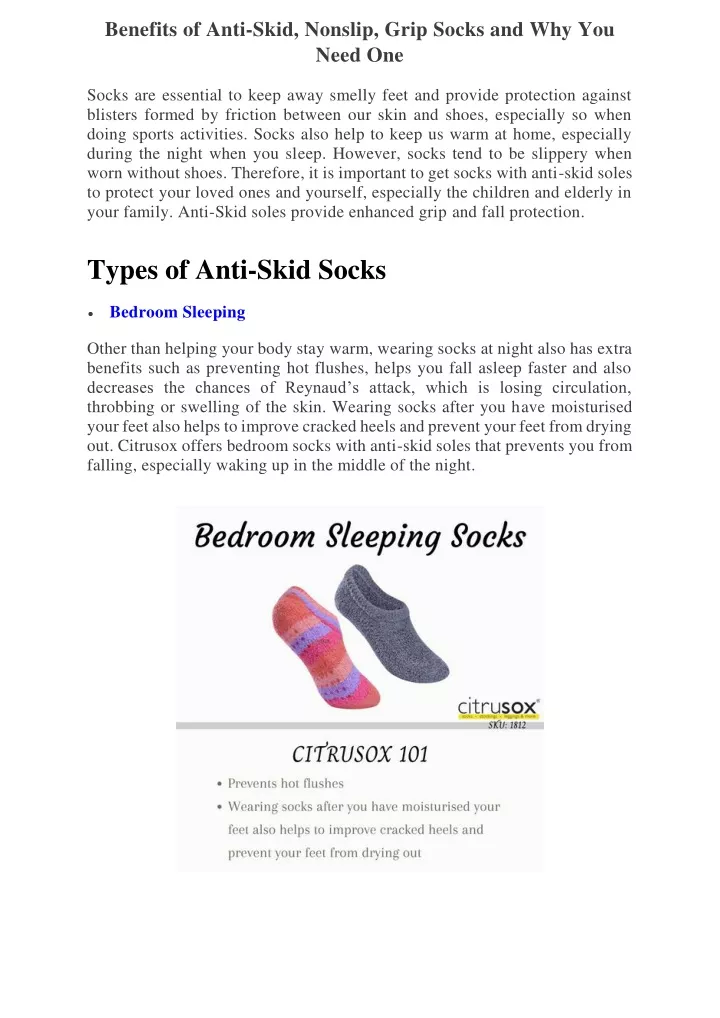 benefits of anti skid nonslip grip socks