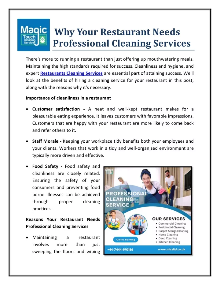 why your restaurant needs professional cleaning
