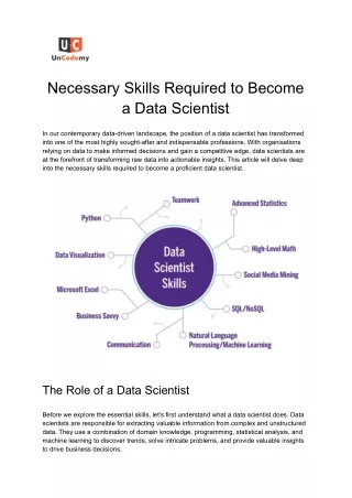 Necessary Skills Required to Become a Data Scientist