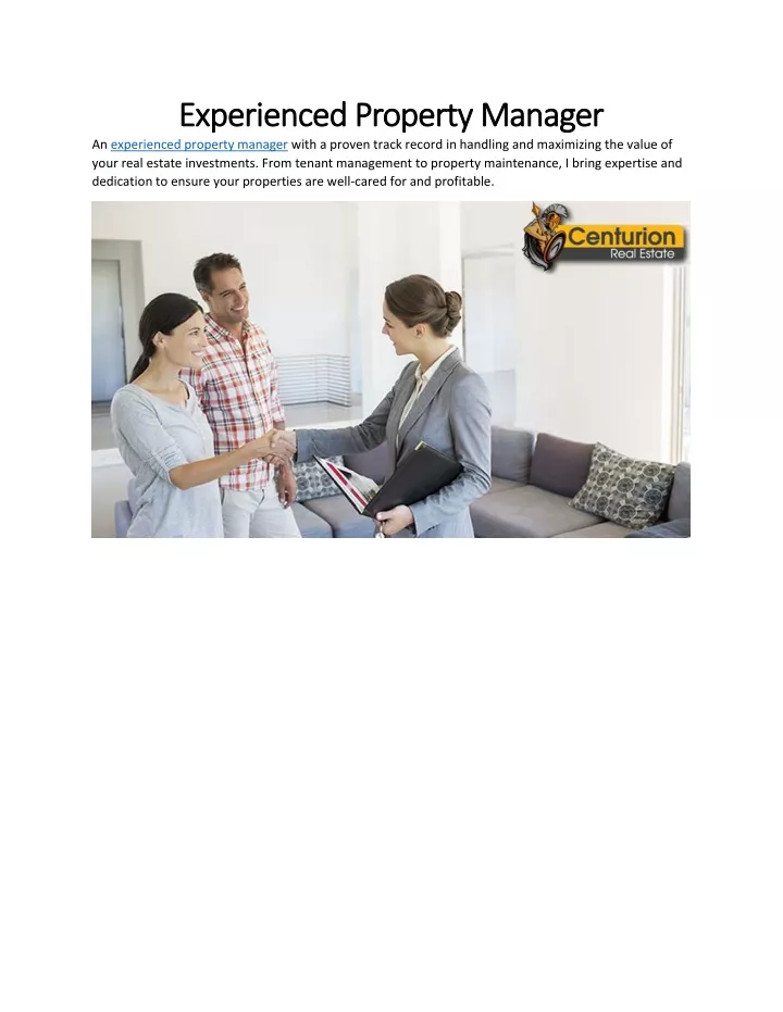 experienced property manager experienced property
