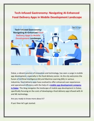Tech-Infused Gastronomy Navigating AI-Enhanced Food Delivery Apps in Mobile Development Landscape