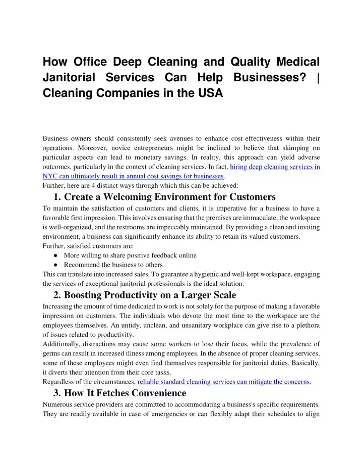 how office deep cleaning and quality medical