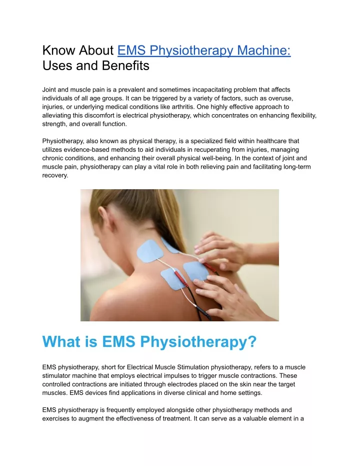 know about ems physiotherapy machine uses