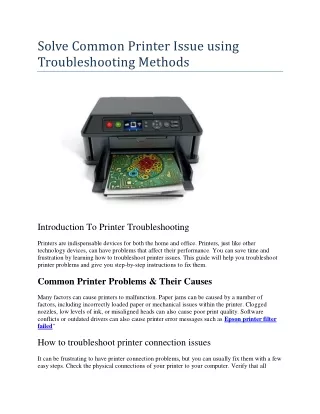 Solve Common Printer Issue using Troubleshooting Methods