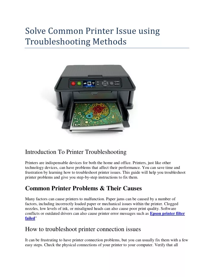 solve common printer issue using troubleshooting