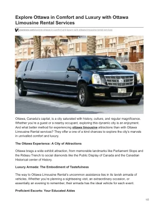 Explore Ottawa in Comfort and Luxury with Ottawa Limousine Rental Services