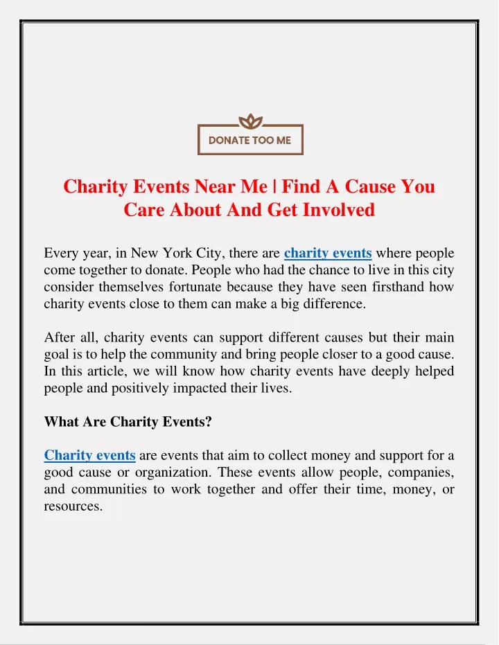 charity events near me find a cause you care