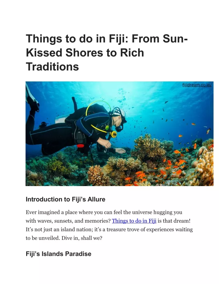 things to do in fiji from sun kissed shores