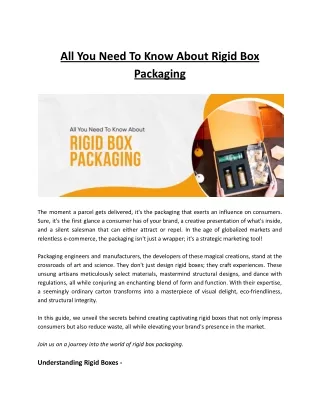 All You Need To Know About Rigid Box Packaging