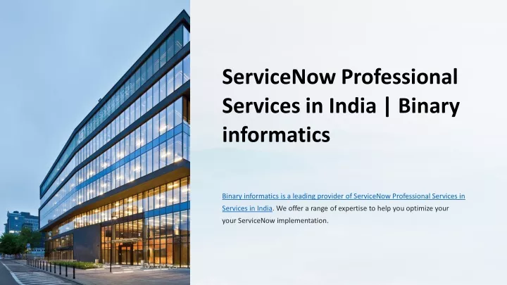 servicenow professional services in india binary