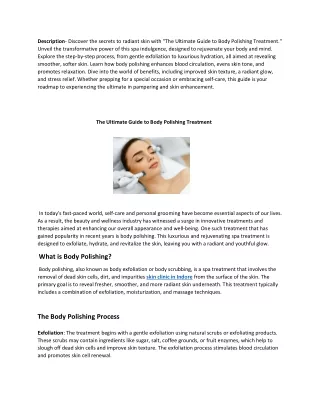 The Ultimate Guide to Body Polishing Treatment