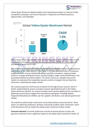 Yellow Oyster Mushroom Market Analysis and Comprehensive Report and Forecast