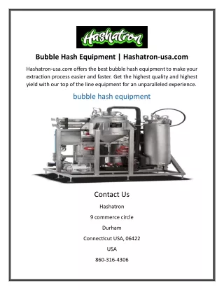 bubble hash equipment hashatron usa com