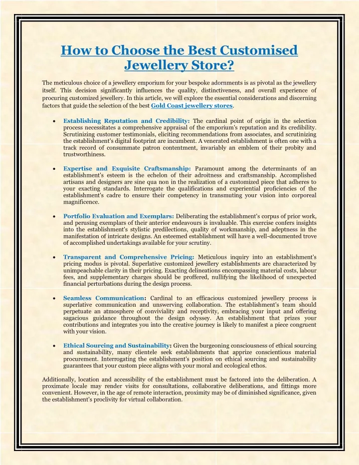 how to choose the best customised jewellery store