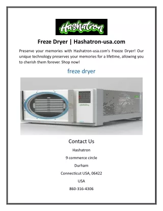 freze dryer hashatron usa com