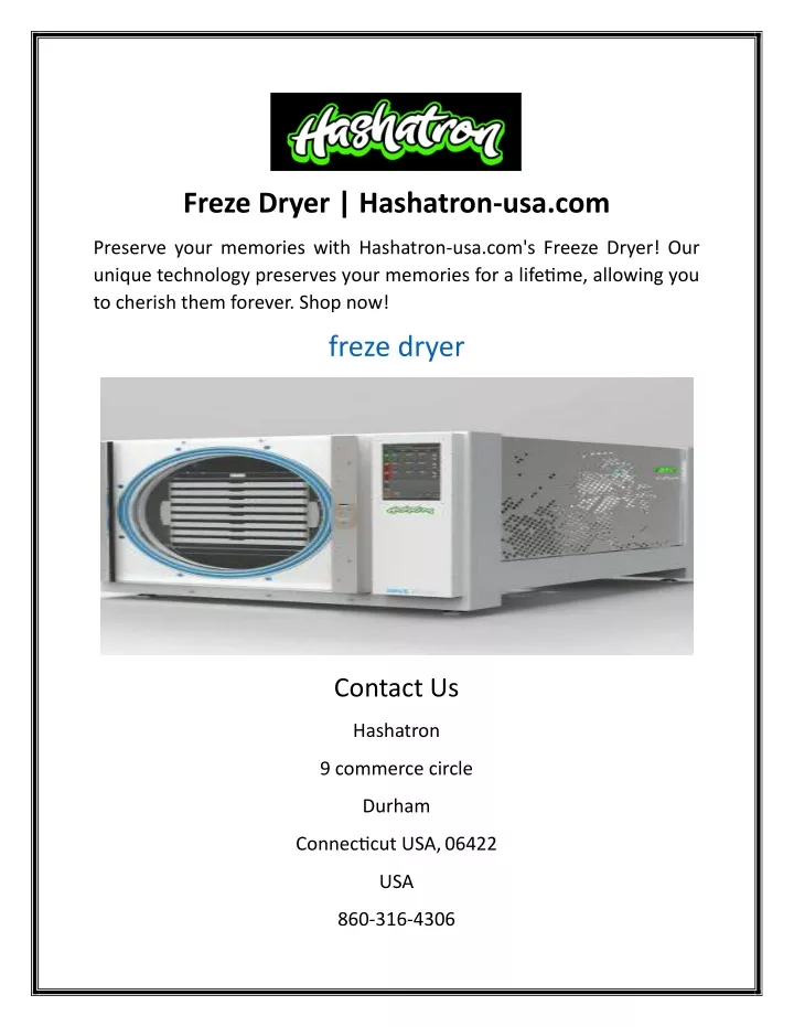 freze dryer hashatron usa com