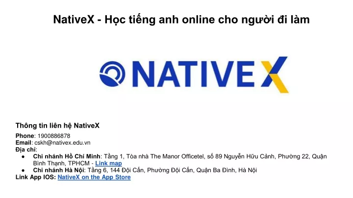 nativex h c ti ng anh online cho ng i i l m