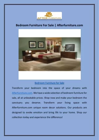 Bed Furniture For Sale | Afterfurniture.com