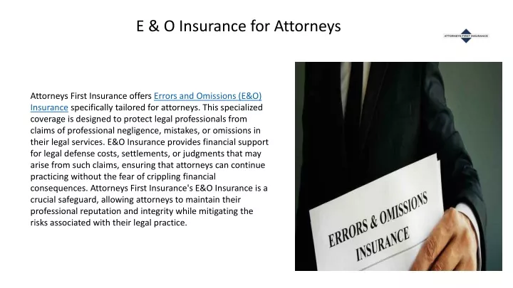 e o insurance for attorneys