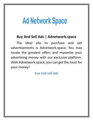 Buy And Sell Ads  Adnetwork.space