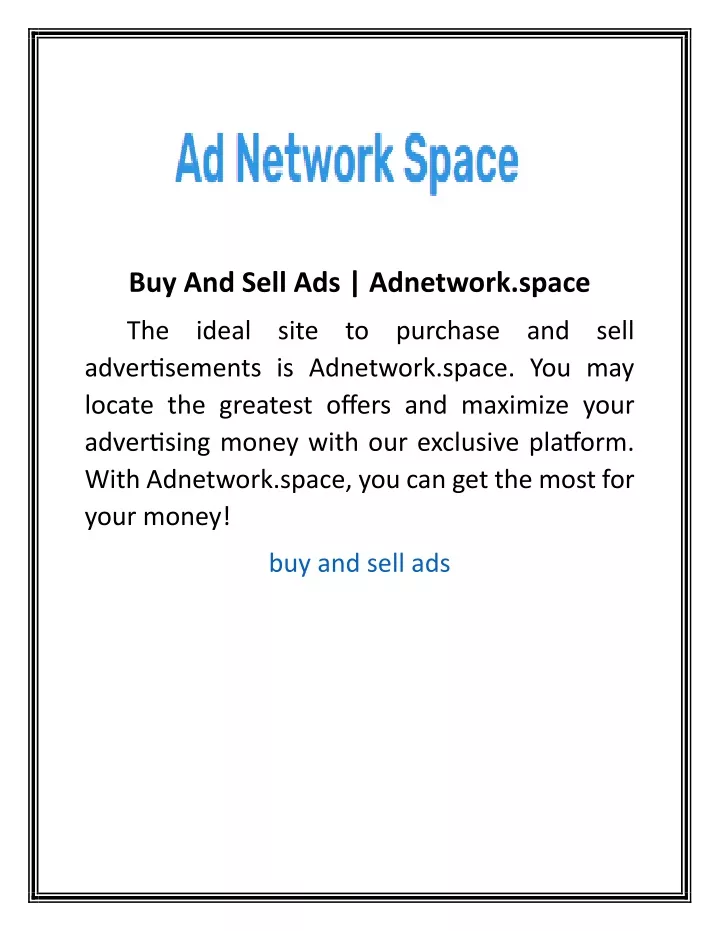 buy and sell ads adnetwork space