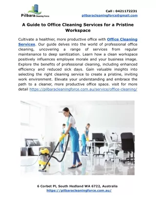 A Guide to Office Cleaning Services for a Pristine Workspace