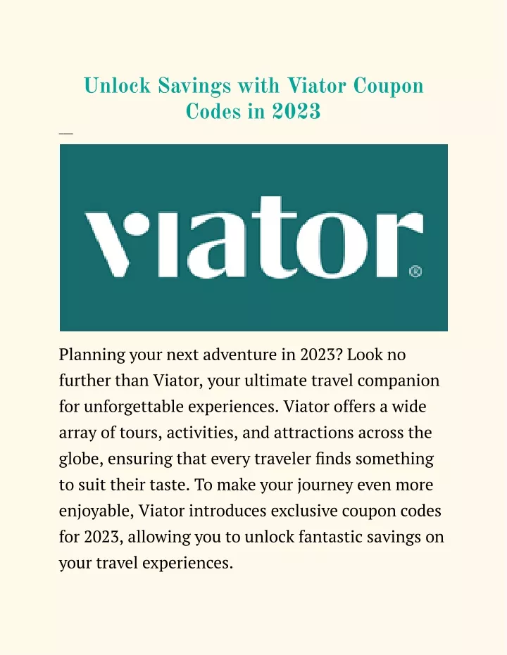 PPT Unlock Savings with Viator Coupon Codes in 2023 PowerPoint