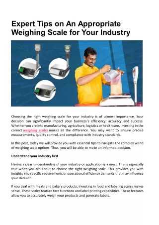 expert tips on an appropriate weighing scale