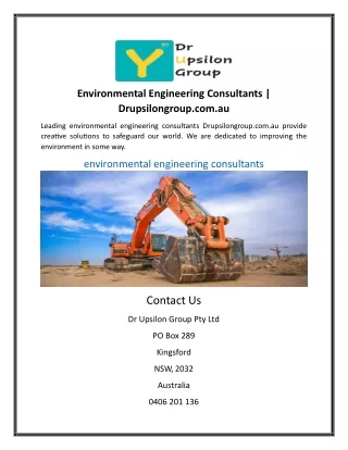 Environmental Engineering Consultants | Drupsilongroup.com.au