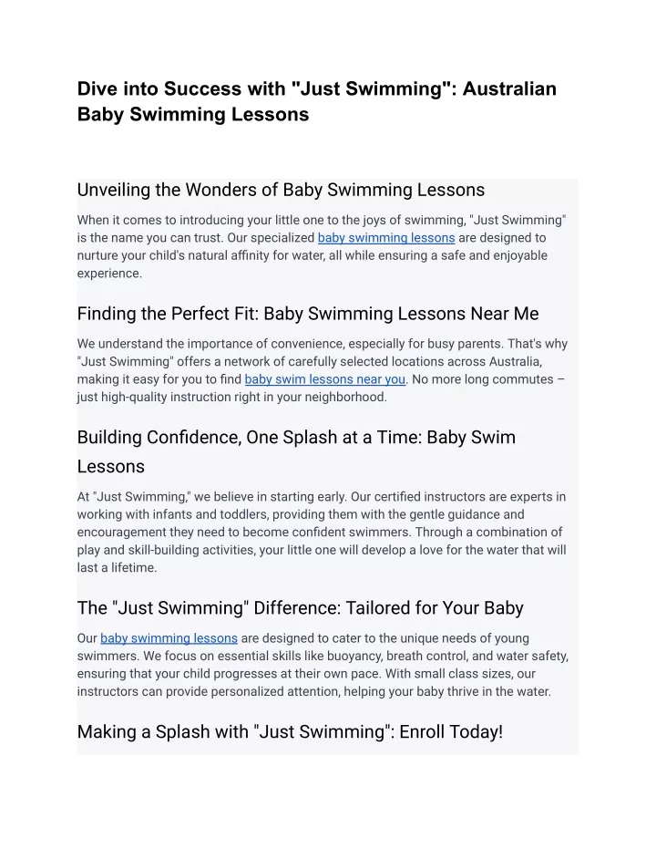 dive into success with just swimming australian