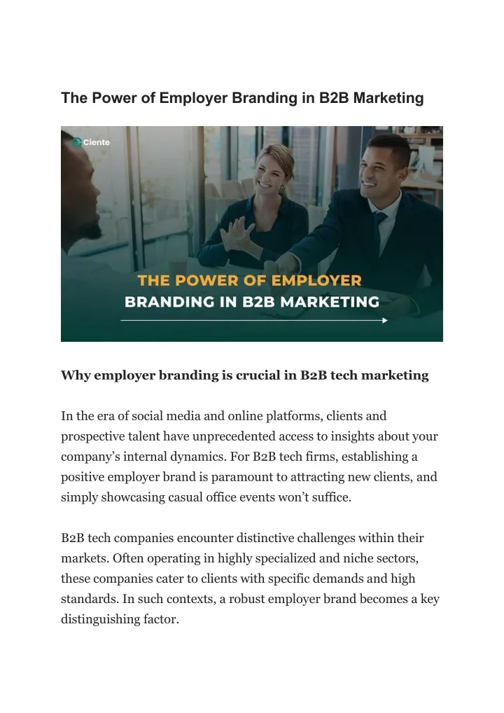 the power of employer branding in b2b marketing