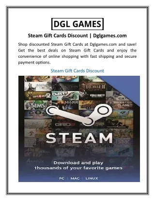 Steam Gift Cards Discount  Dglgames