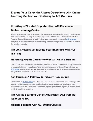 Comprehensive ACI Courses and Online Training | OLC Learning Australia
