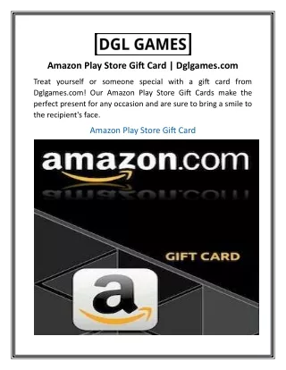 Amazon Play Store Gift Card  Dglgames