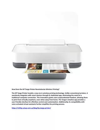 how does the hp tango printer revolutionize