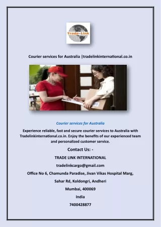 Courier services for Australia |tradelinkinternational.co.in