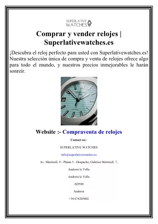 Comprar y vender relojes | Superlativewatches.es