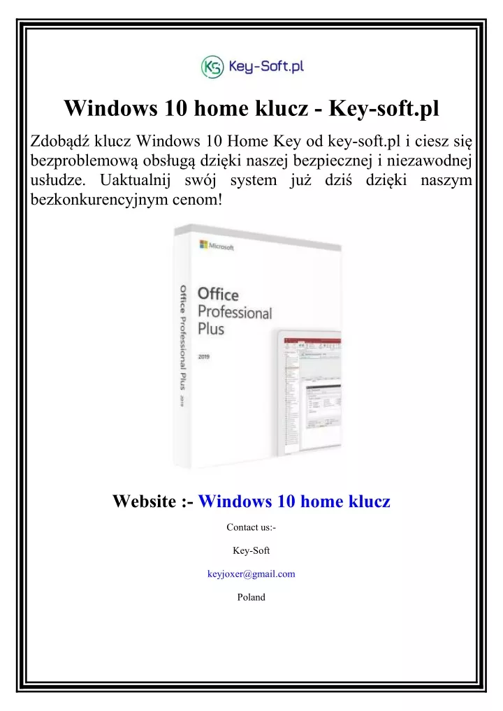 windows 10 home klucz key soft pl