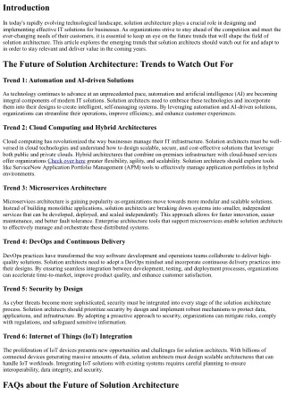 The Future of Solution Architecture: Trends to Watch Out For