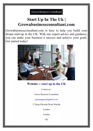 Start Up In The Uk | Growabusinessconsultant.com