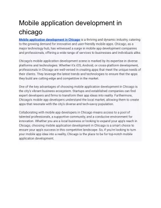 Mobile application development in chicago