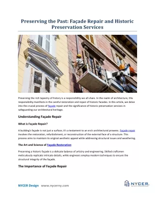 Preserving The Past: Façade Repair And Historic Preservation Services