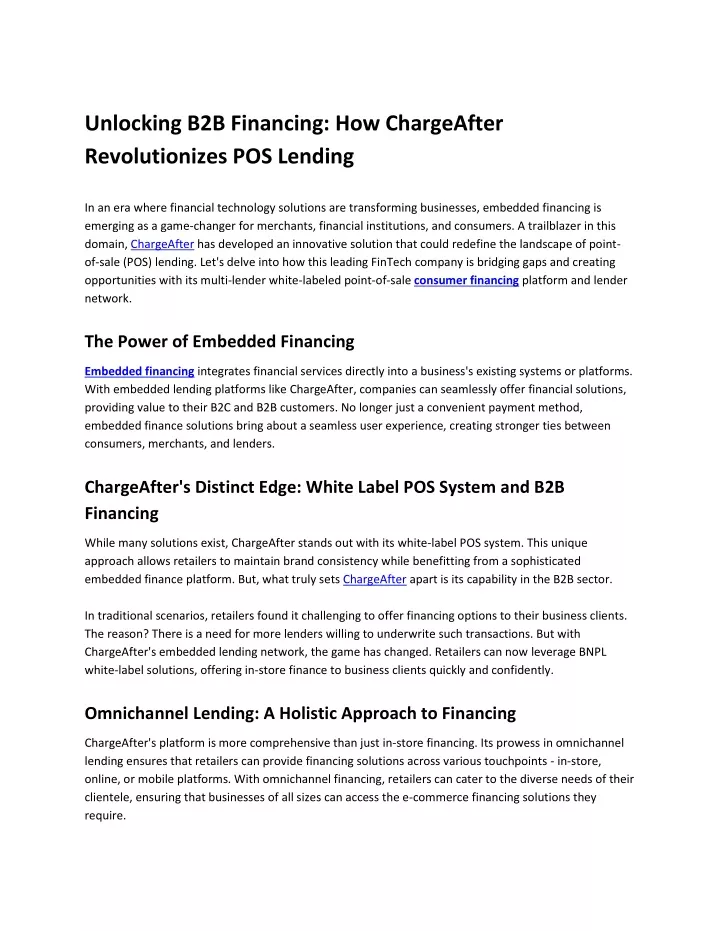 unlocking b2b financing how chargeafter