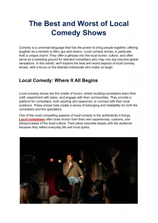 The Best and Worst of Local Comedy Shows