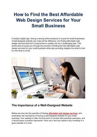How to Find the Best Affordable Web Design Services for Your Small Business