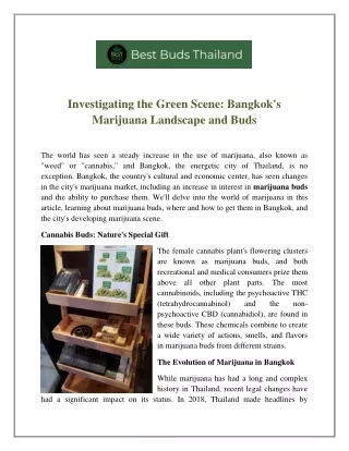 Investigating the Green Scene Bangkok's Marijuana Landscape and Buds