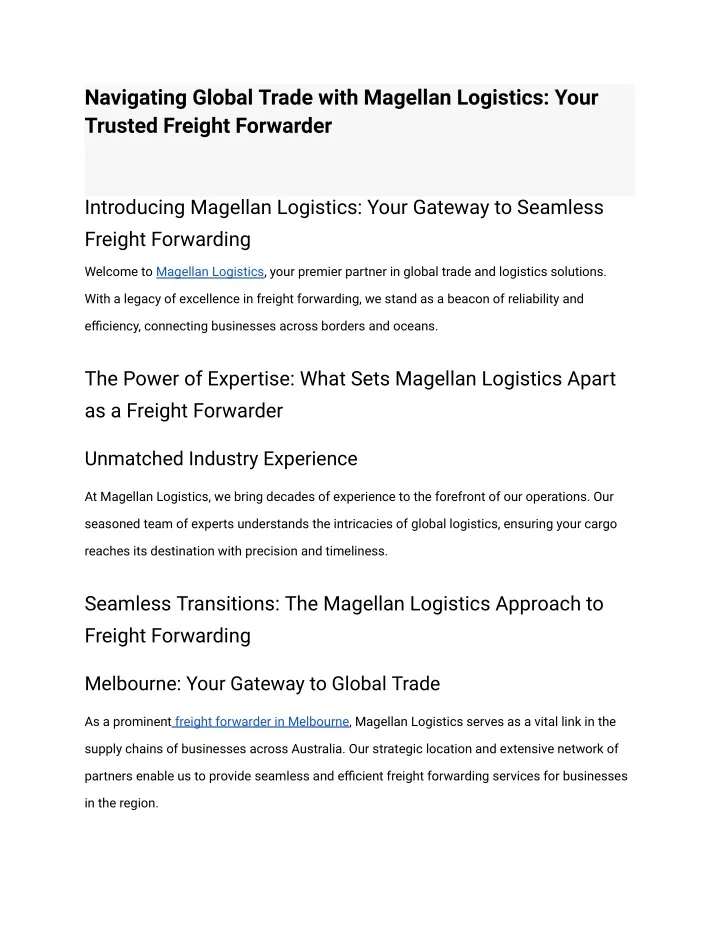 navigating global trade with magellan logistics