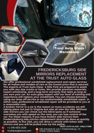 Fredericksburg Side Mirrors Replacement at the Trust Auto Glass
