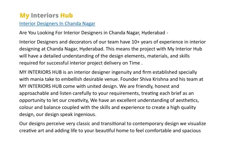 interior designers in chanda nagar